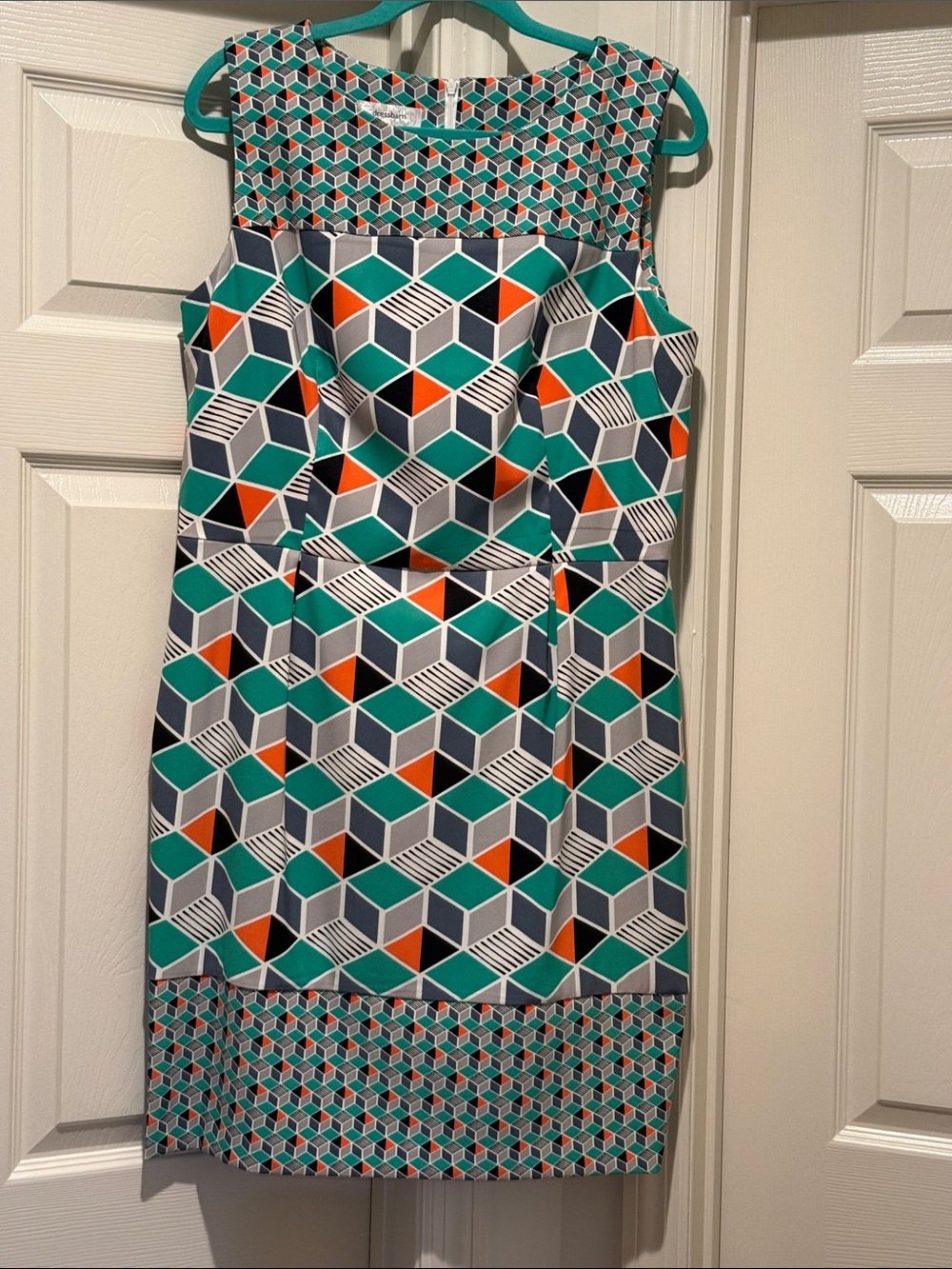 Modern Preppy Blokecore Geometric Midi Sleeveless Dress 16 Wedding Guest Bold